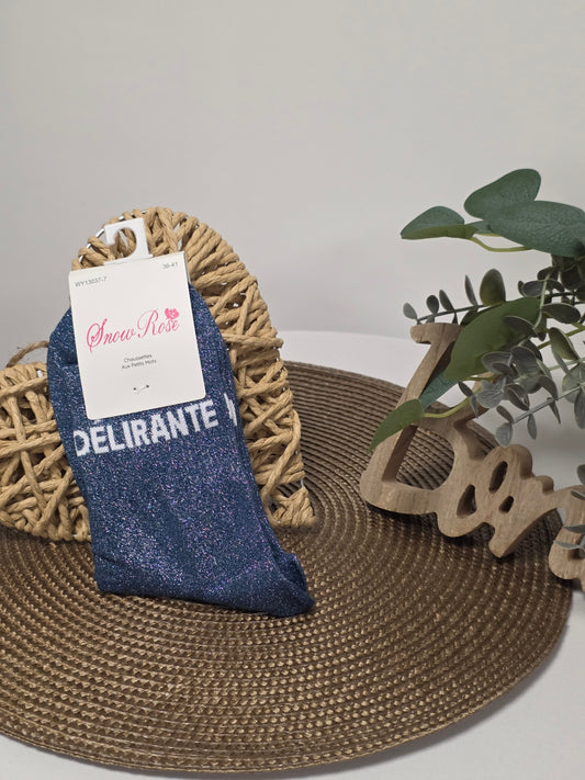DELIRANTE - Chaussette à Paillette  Bleu
