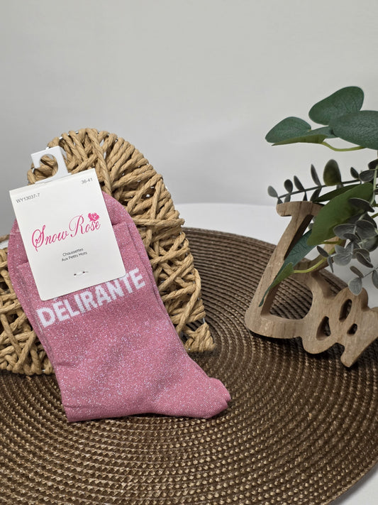 DELIRANTE - Chaussette à Paillette  Rose