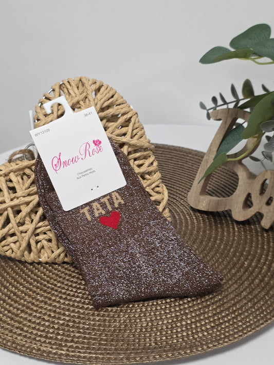 TATA - Chaussette à Paillette  Marron