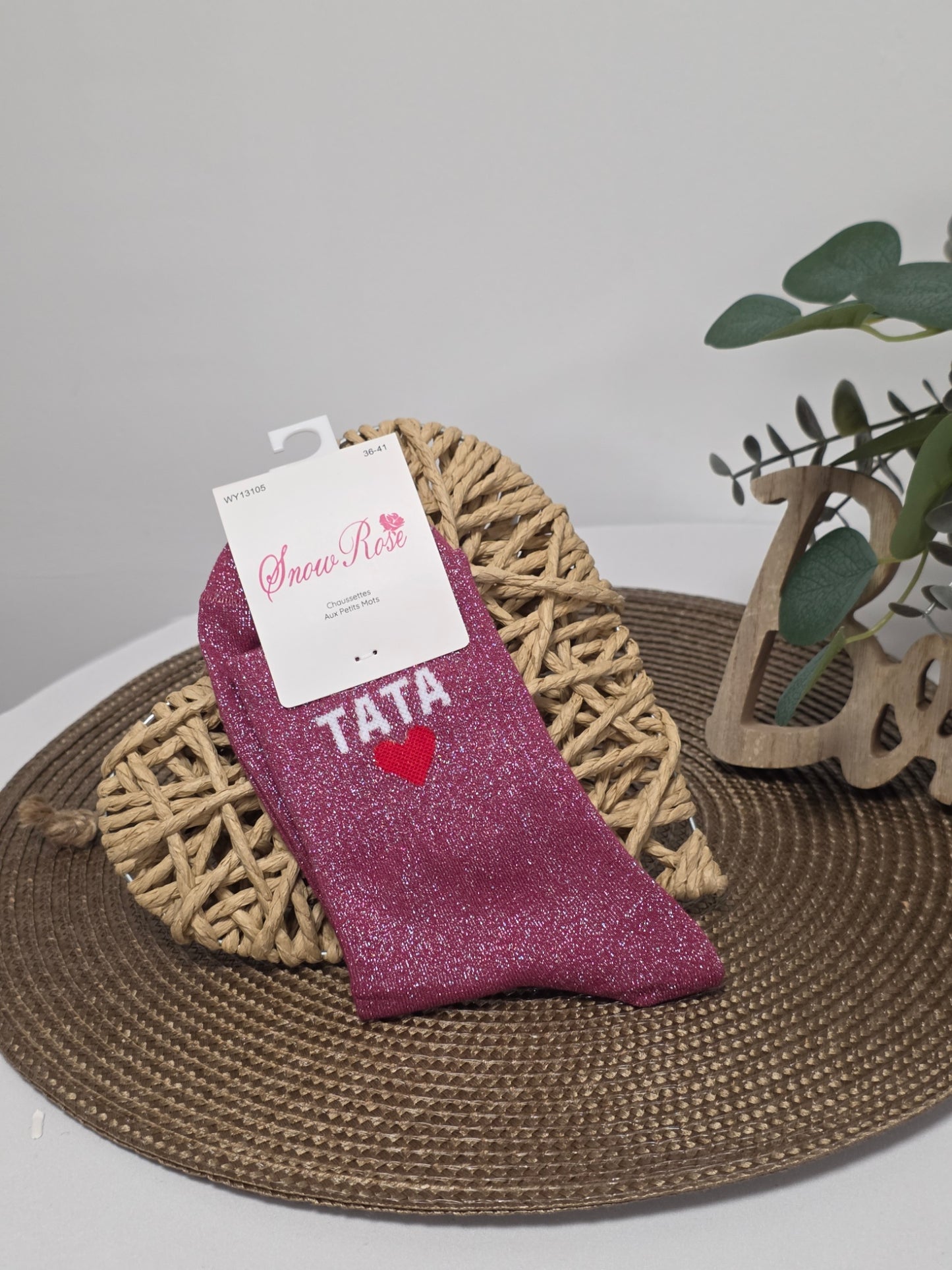 TATA - Chaussette à Paillette  Rouge Grenat