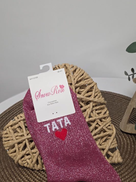 TATA - Chaussette à Paillette  Rouge Grenat