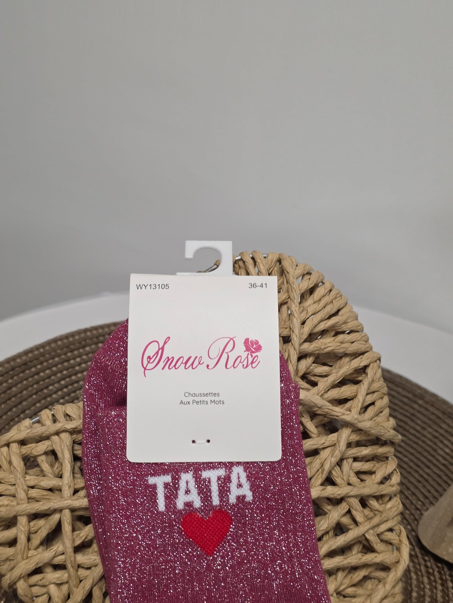 TATA - Chaussette à Paillette  Rouge Grenat