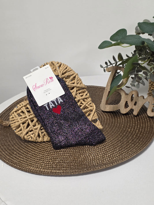 TATA - Chaussette à Paillette  Noir