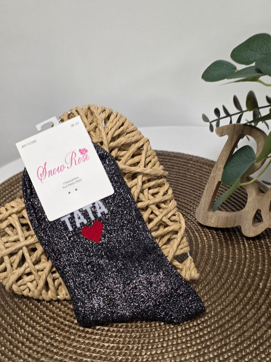 TATA - Chaussette à Paillette  Noir