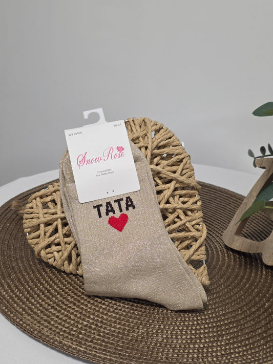 TATA - Chaussette à Paillette  Beige