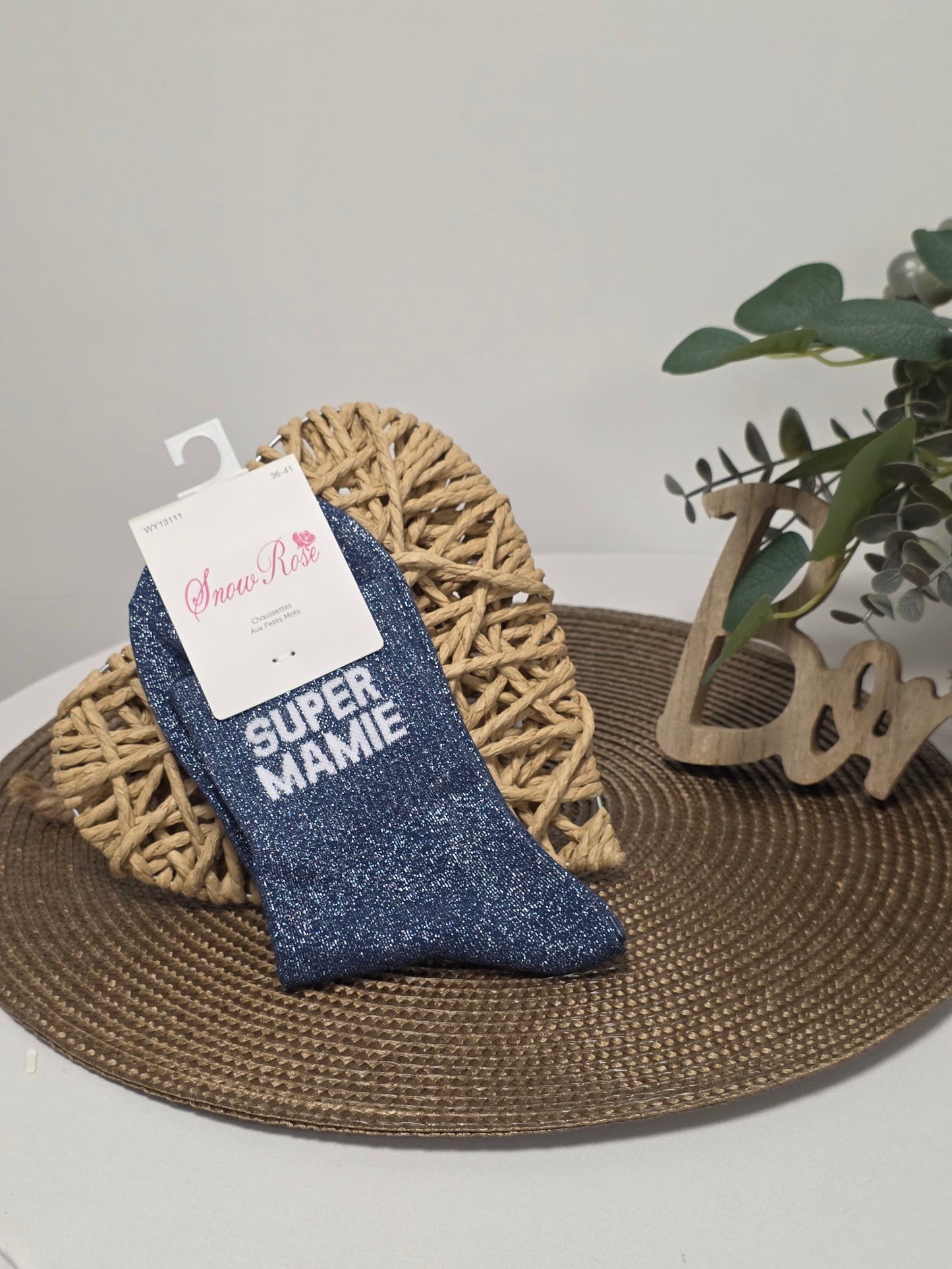 SUPER MAMIE - Chaussette à Paillette  Bleu