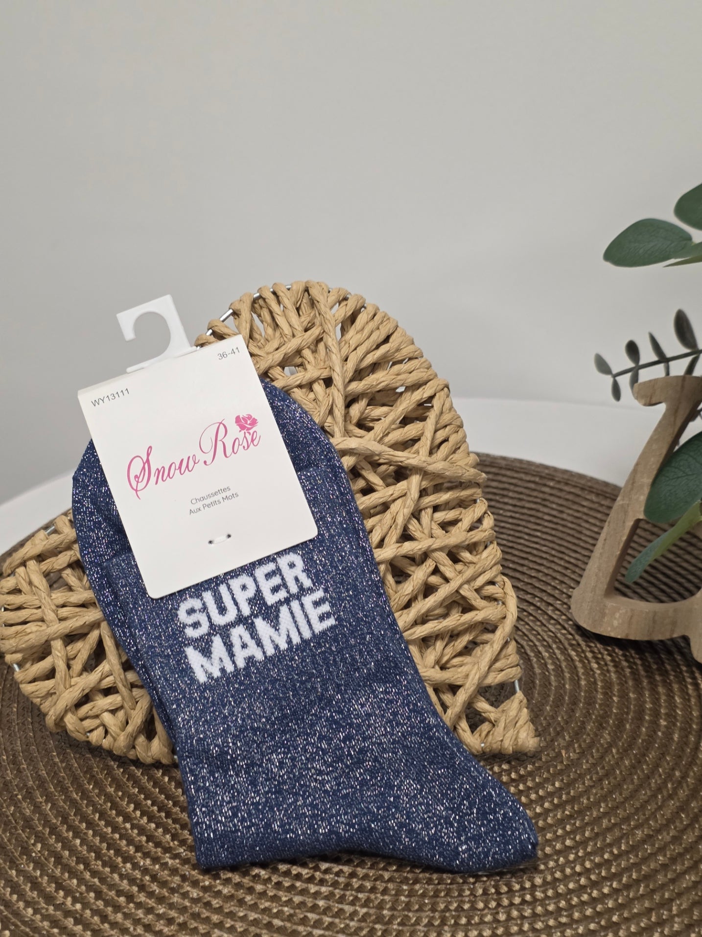 SUPER MAMIE - Chaussette à Paillette  Bleu