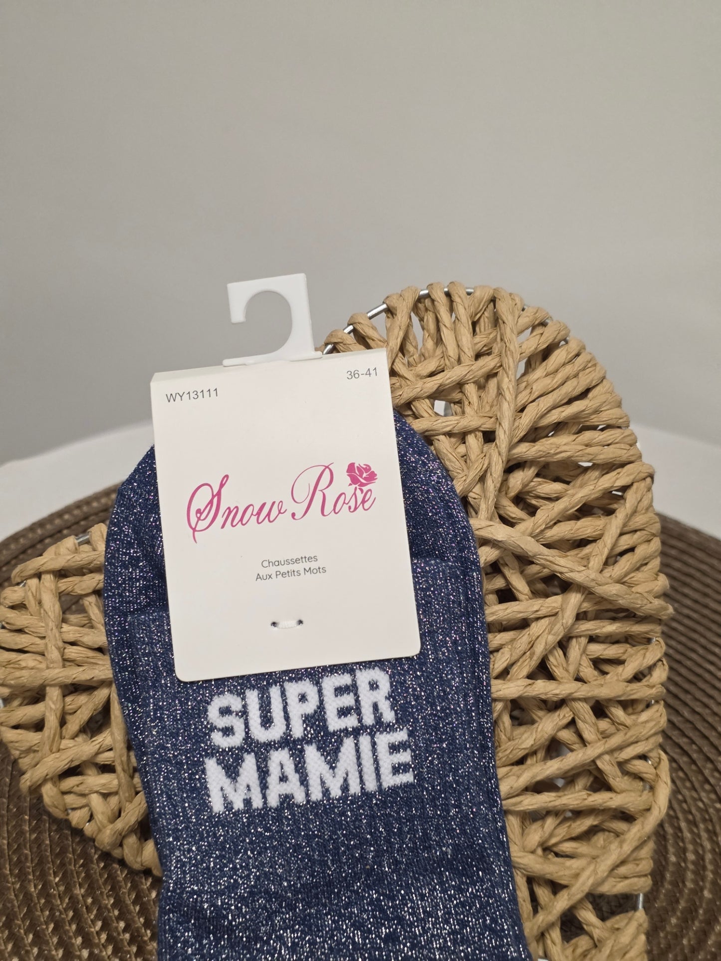 SUPER MAMIE - Chaussette à Paillette  Bleu