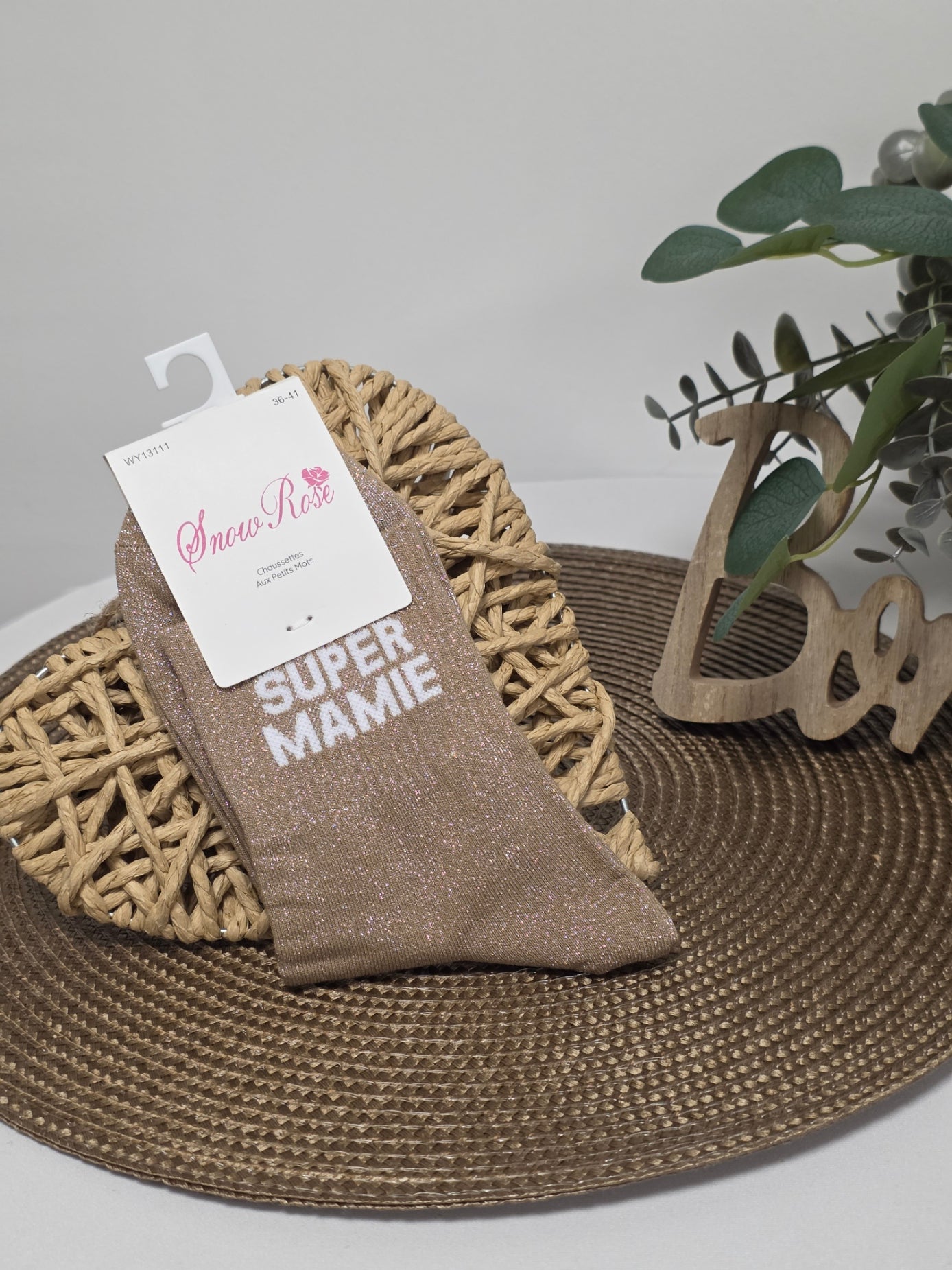 SUPER MAMIE - Chaussette à Paillette  Camel