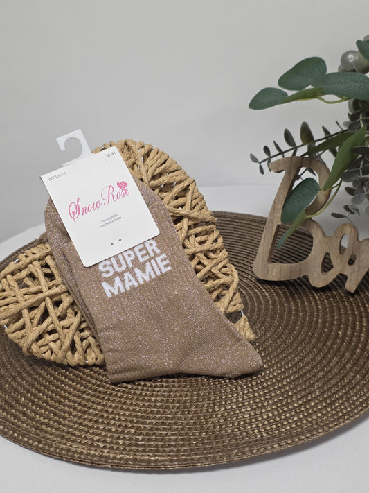SUPER MAMIE - Chaussette à Paillette  Camel