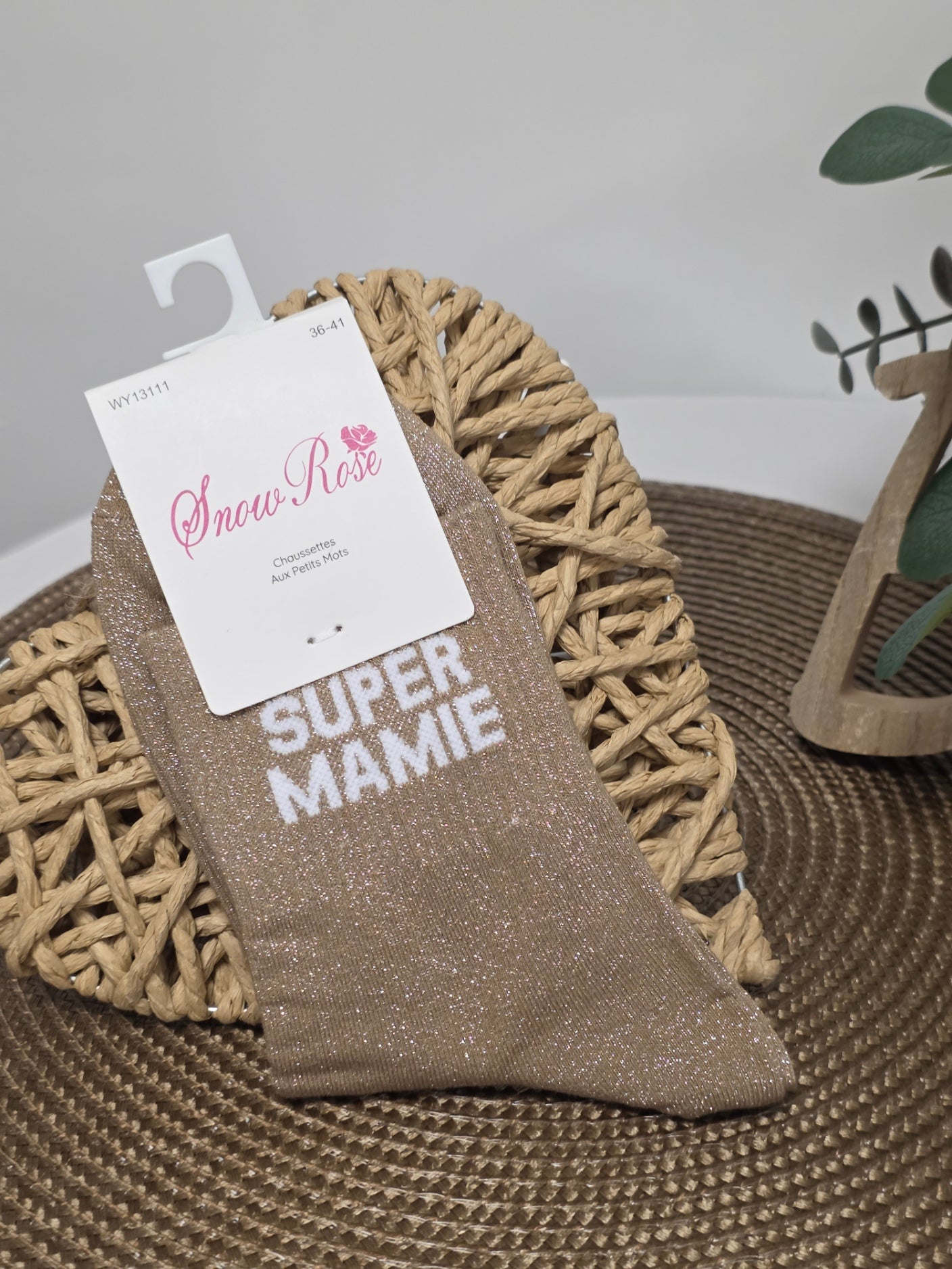 SUPER MAMIE - Chaussette à Paillette  Camel