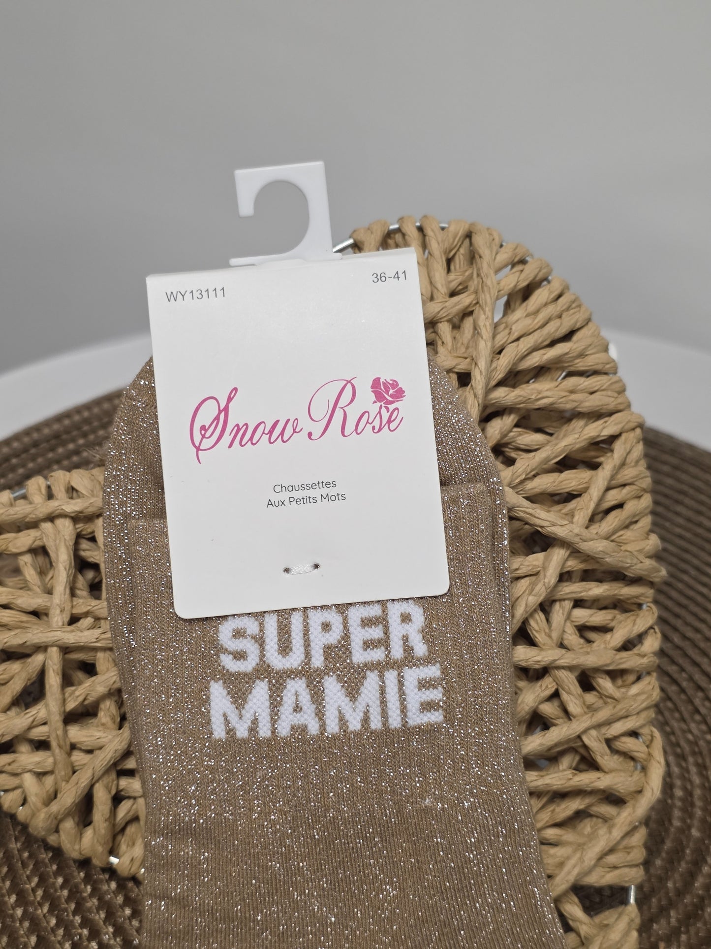 SUPER MAMIE - Chaussette à Paillette  Camel