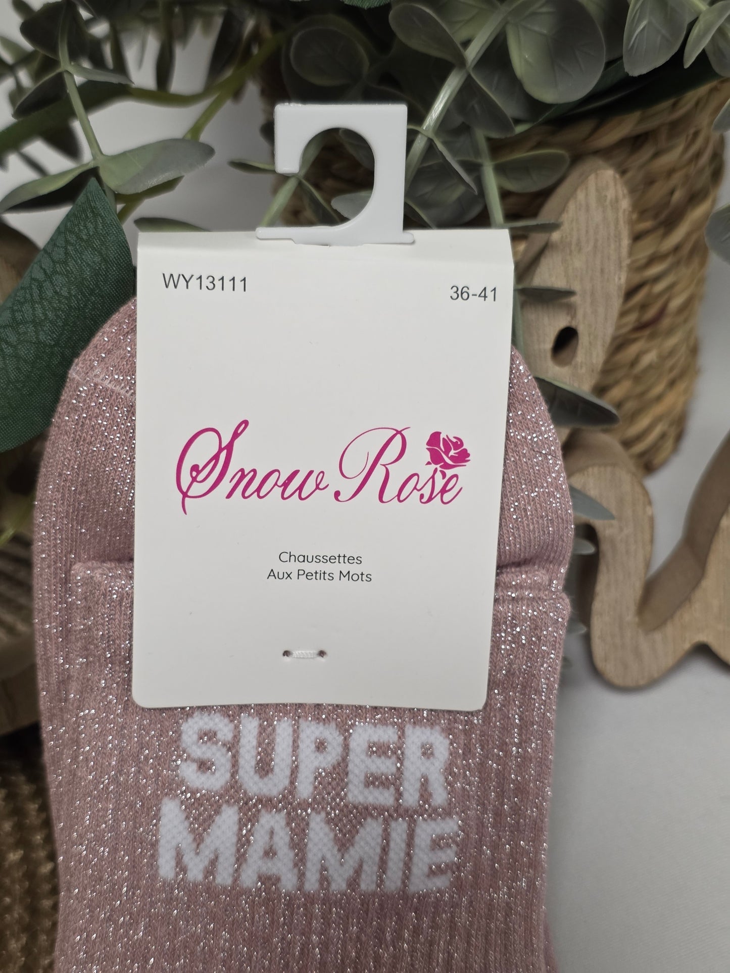 SUPER MAMIE - Chaussette à Paillette  Vieux Rose