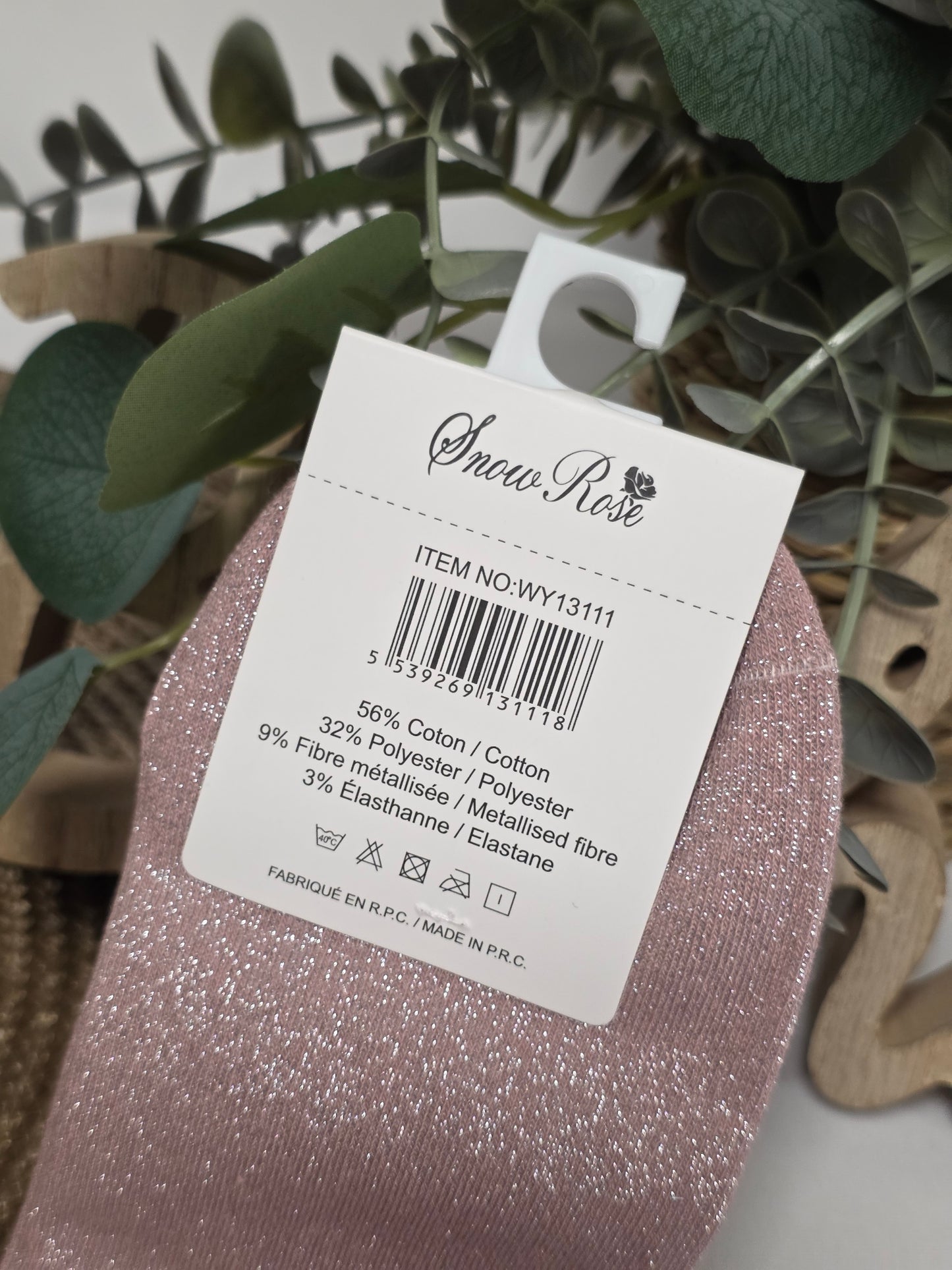 SUPER MAMIE - Chaussette à Paillette  Vieux Rose