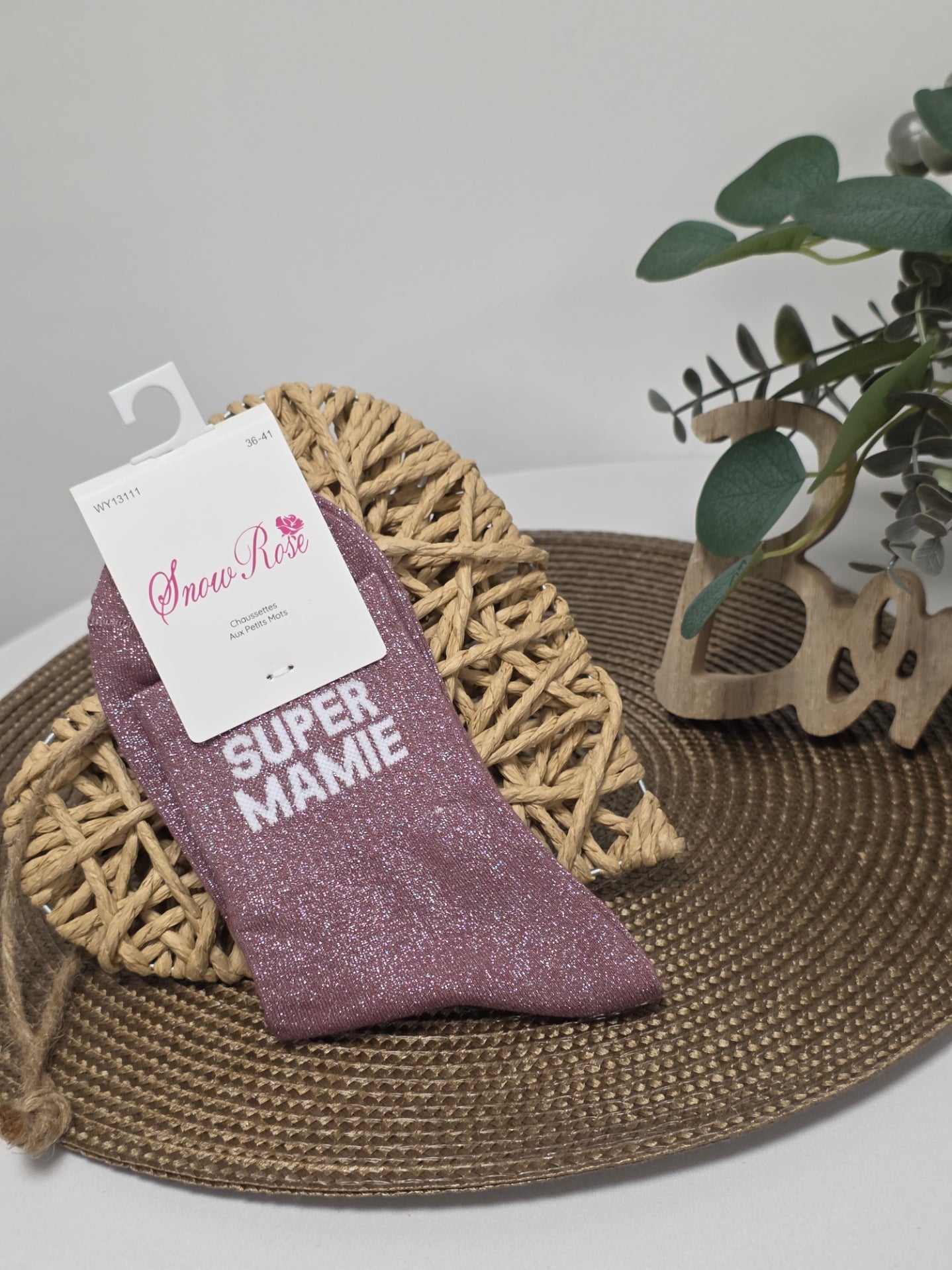 SUPER MAMIE - Chaussette à Paillette  Violine