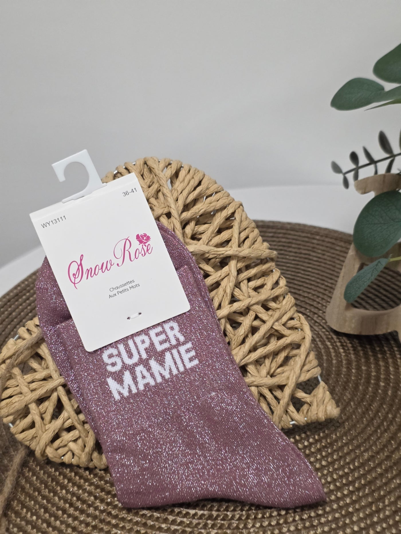 SUPER MAMIE - Chaussette à Paillette  Violine