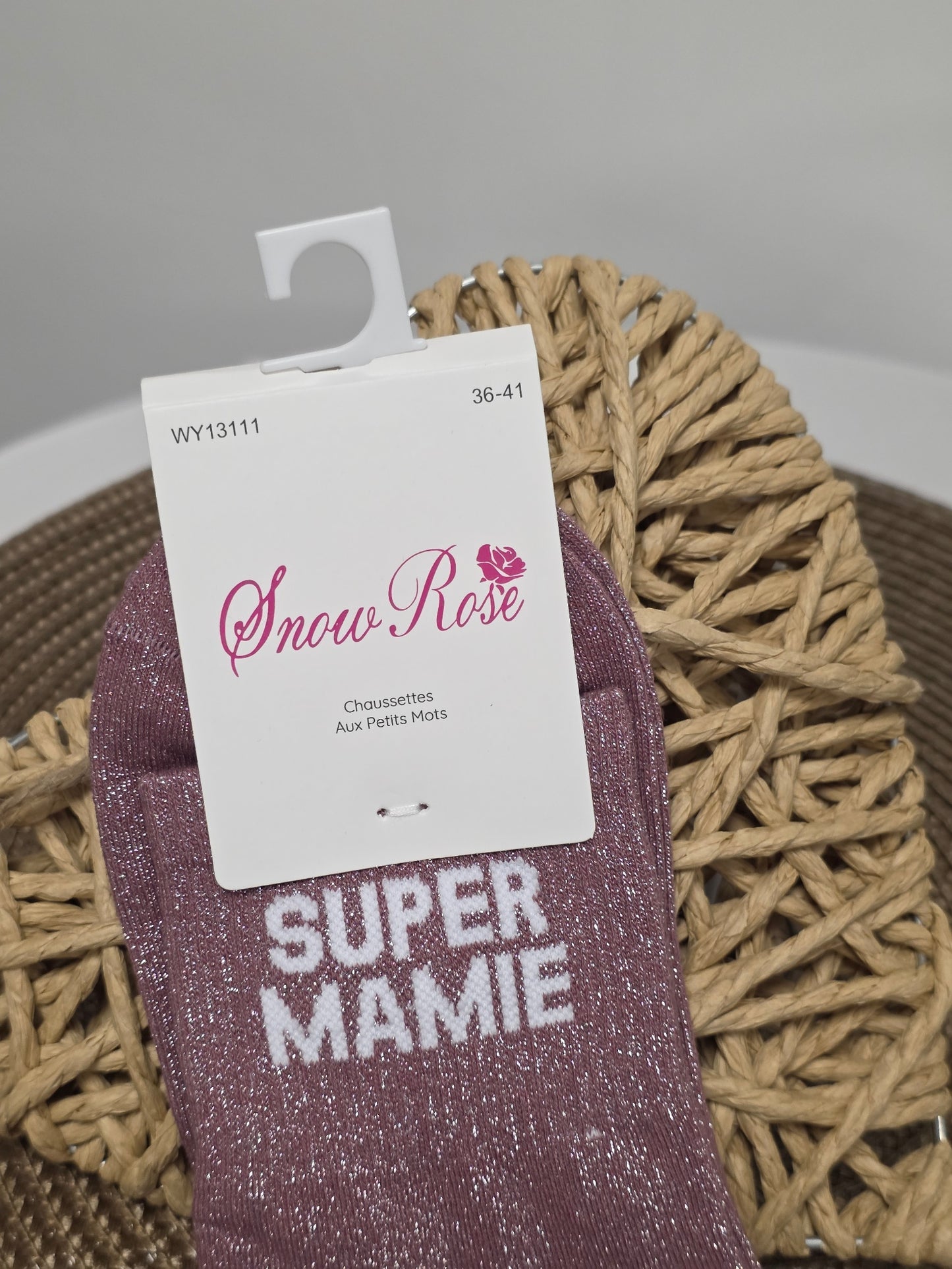 SUPER MAMIE - Chaussette à Paillette  Violine