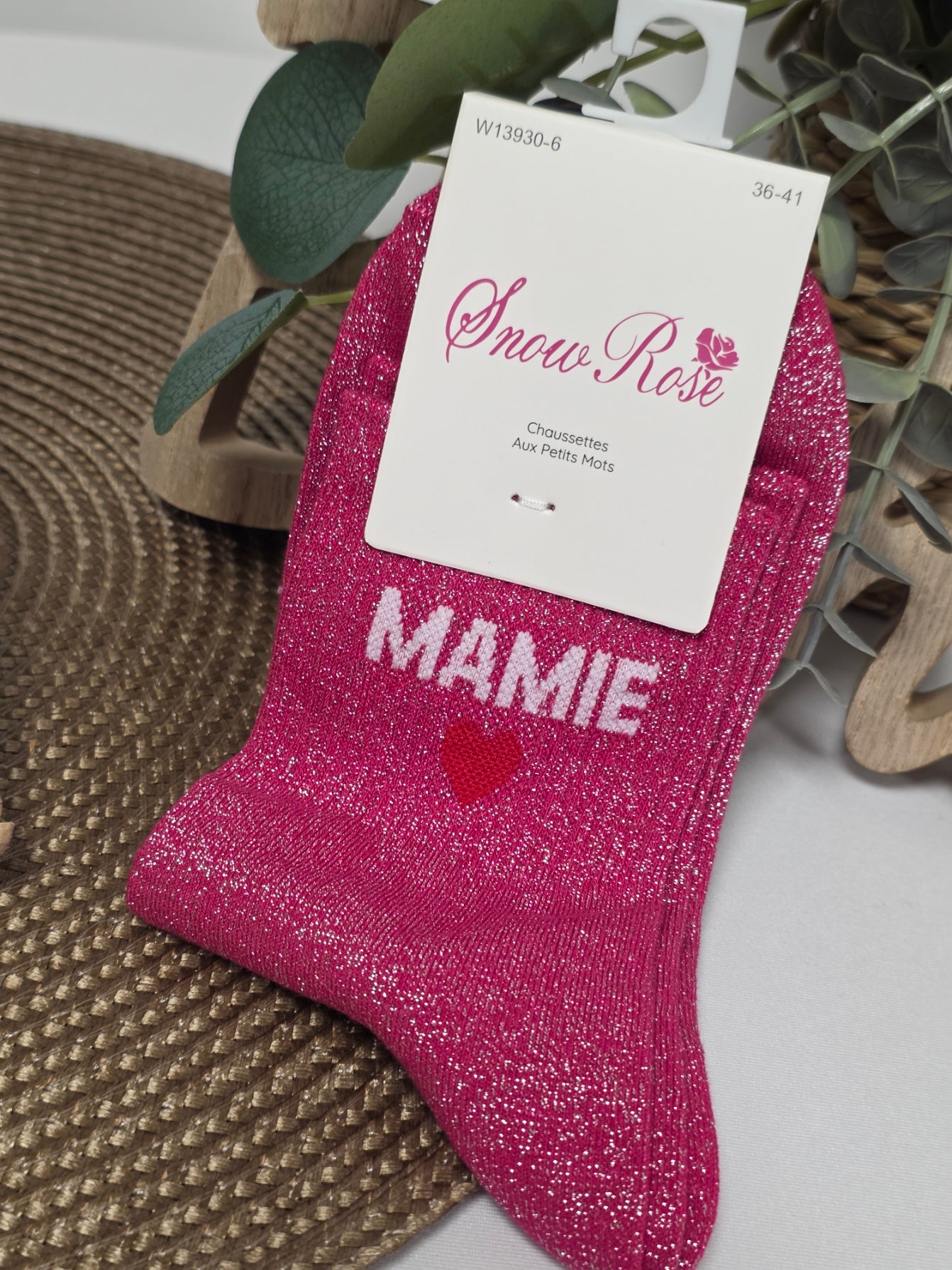 MAMIE - Chaussette à Paillette  Fuchsia