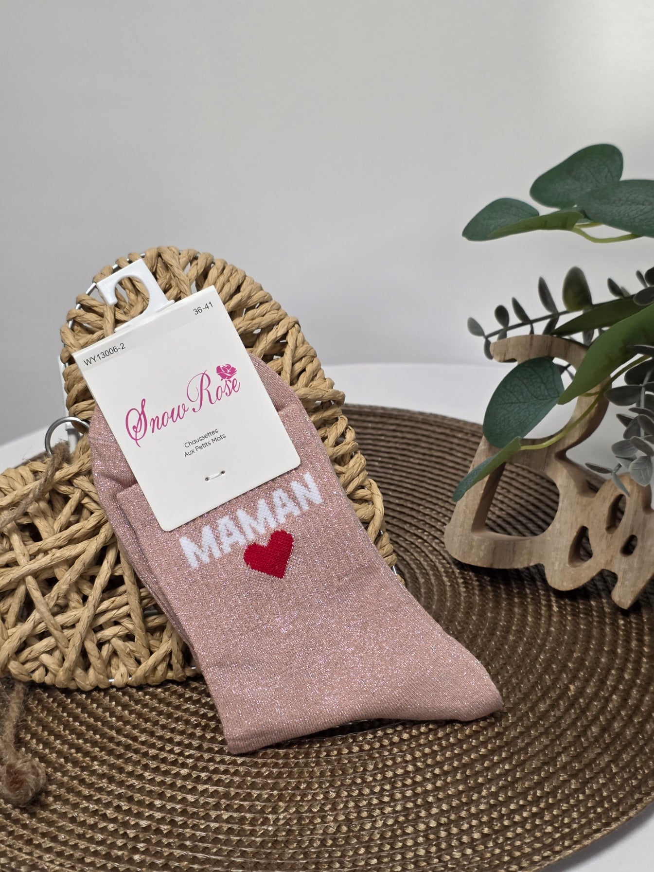 Maman - Chaussette à Paillette  Pêche