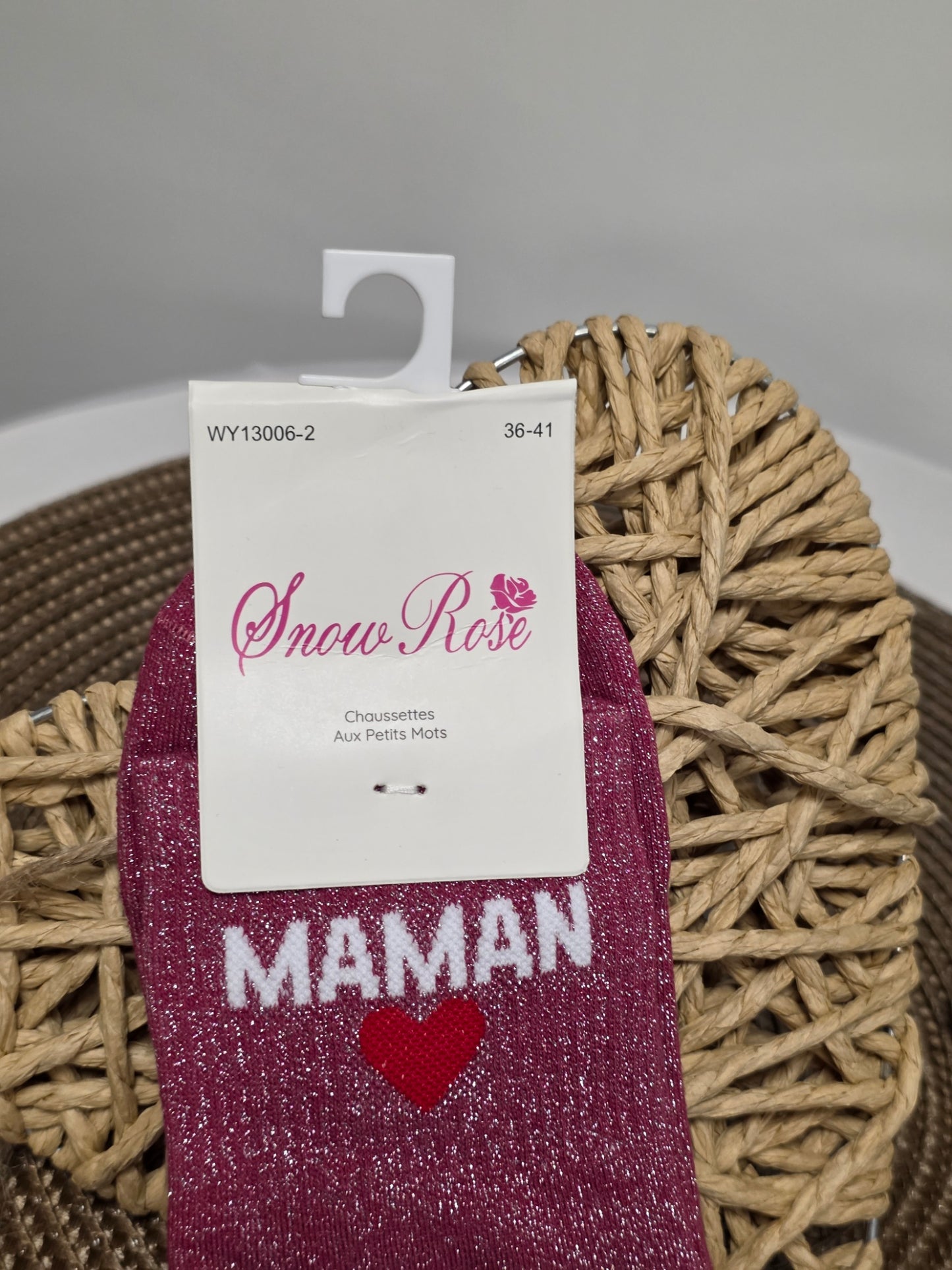 Maman - Chaussette à Paillette  Rouge Grenat