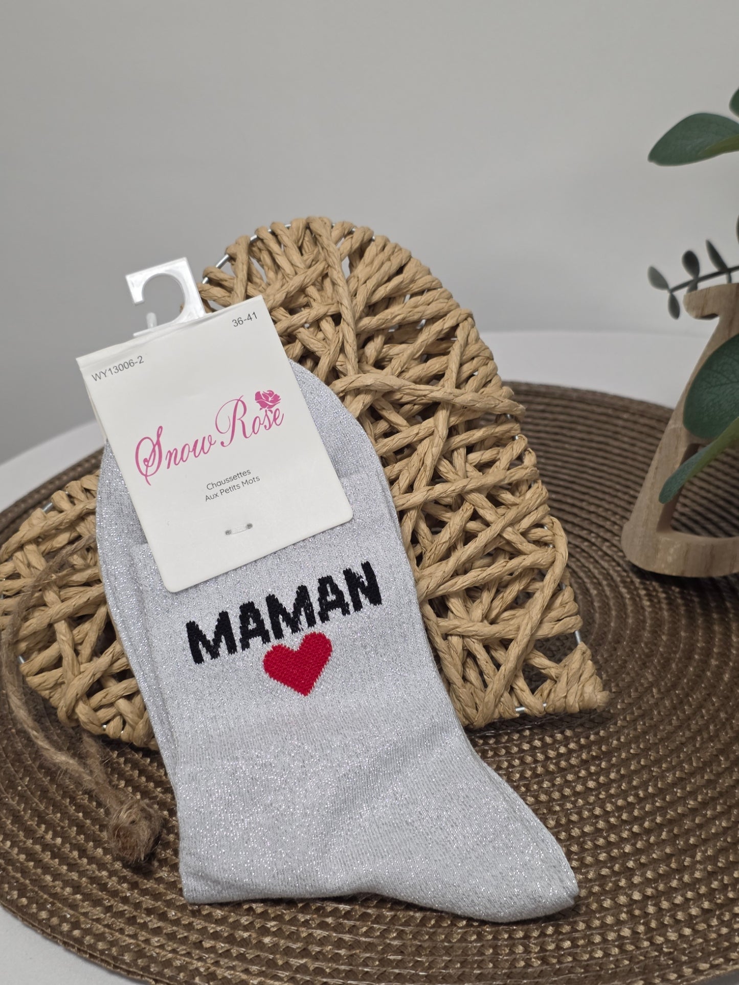 Maman - Chaussette à Paillette  Gris Clair