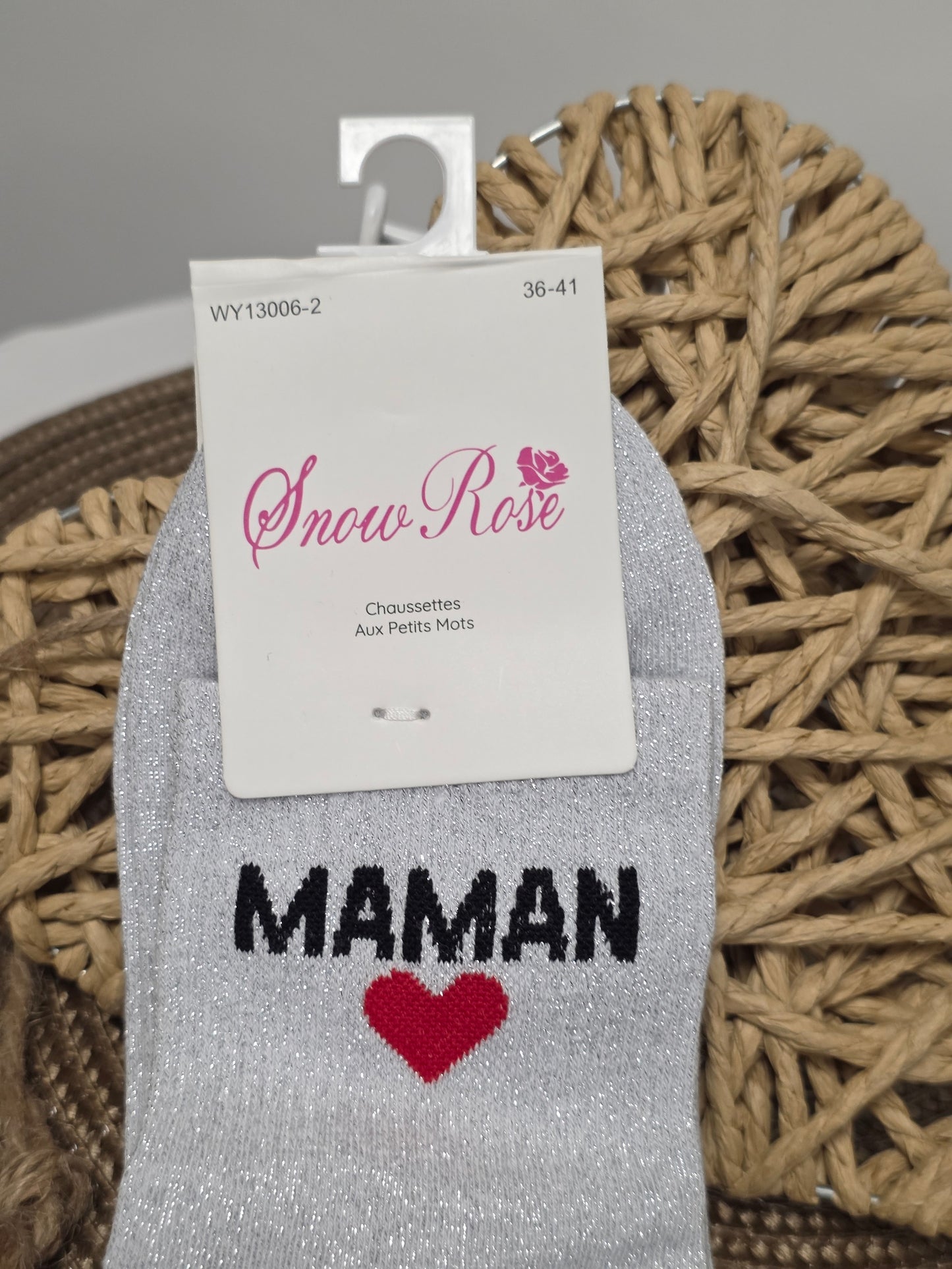 Maman - Chaussette à Paillette  Gris Clair