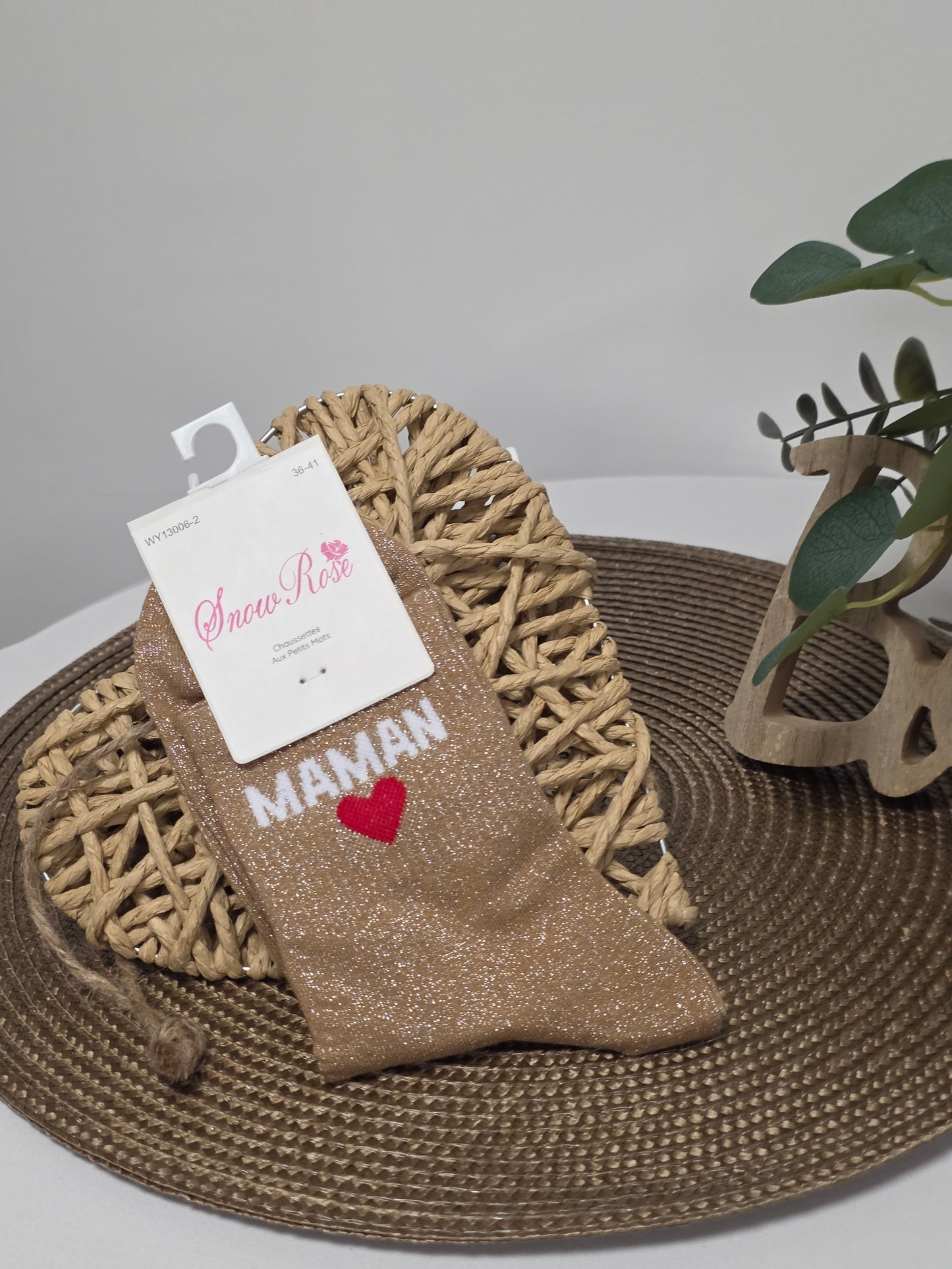 Maman - Chaussette à Paillette  Camel