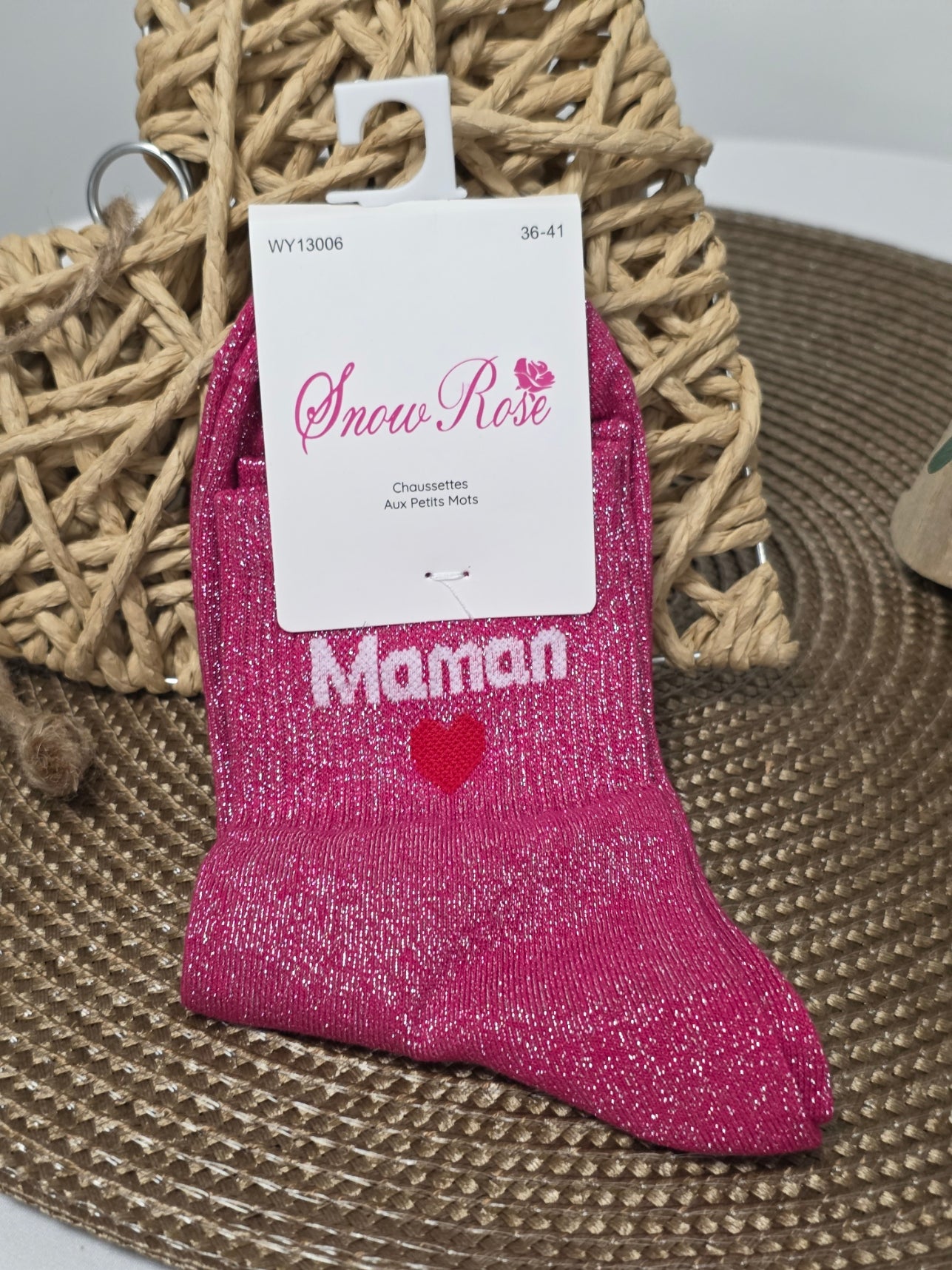 Maman - Chaussette à Paillette  Fuchsia