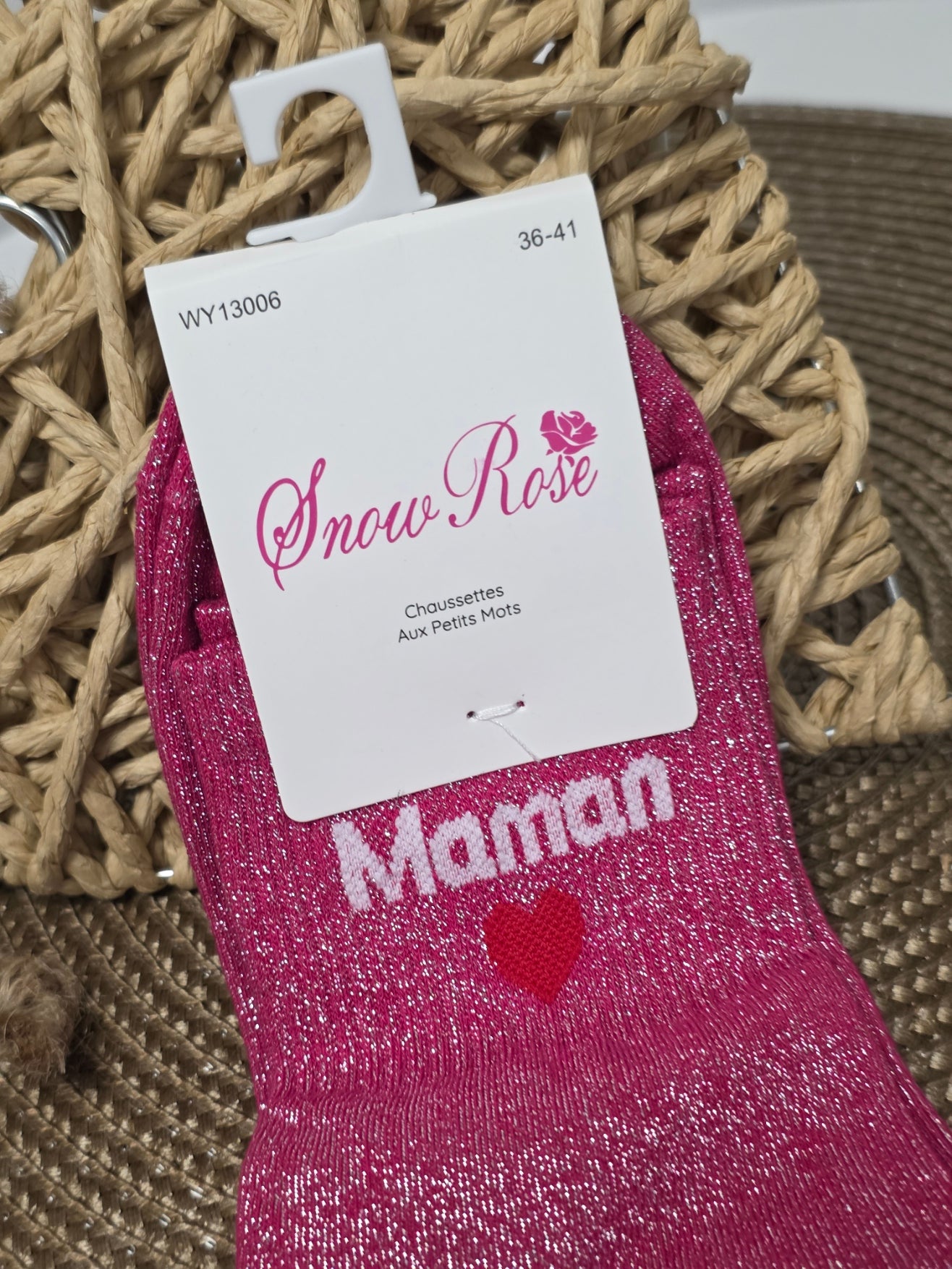 Maman - Chaussette à Paillette  Fuchsia