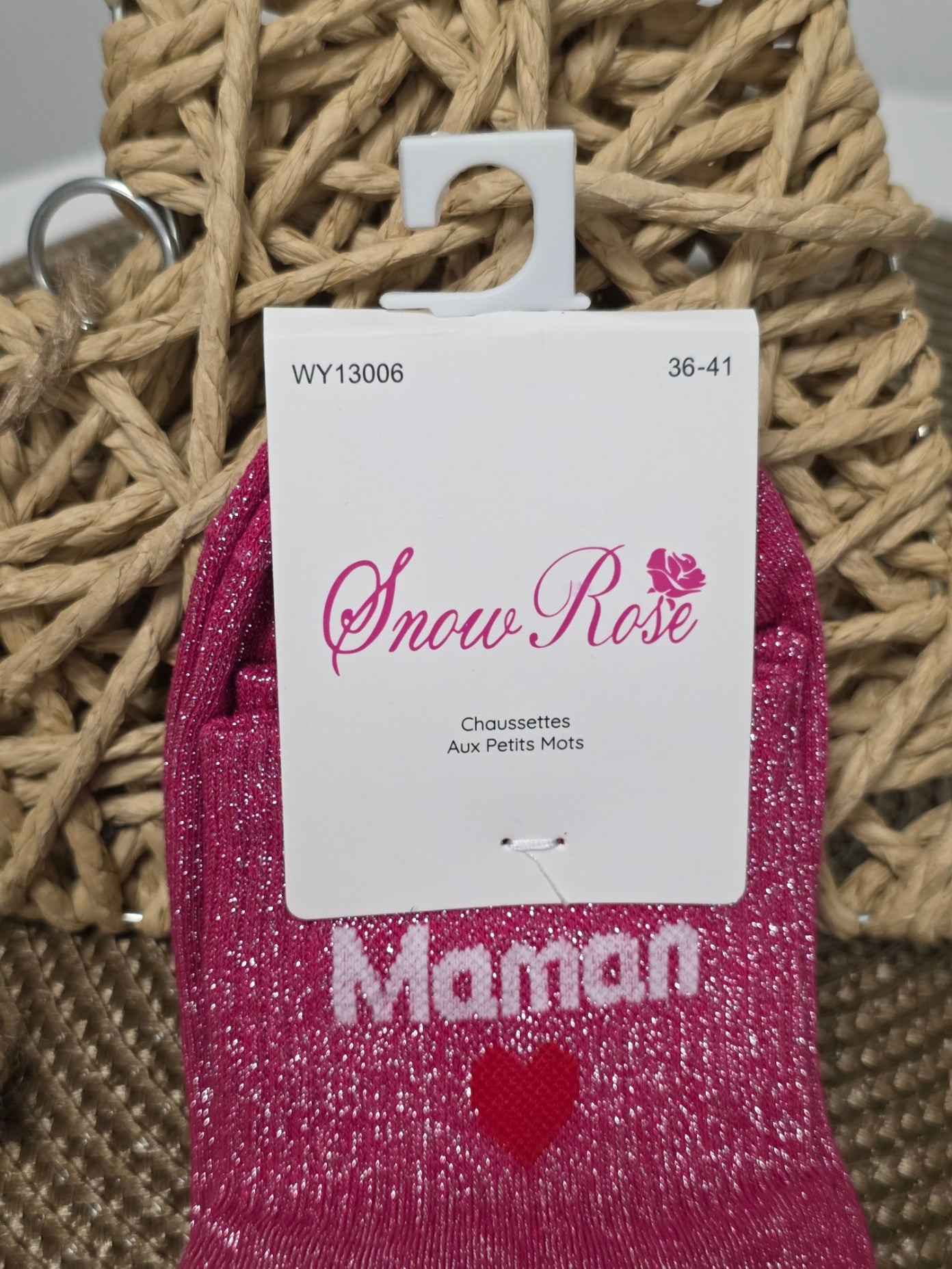 Maman - Chaussette à Paillette  Fuchsia