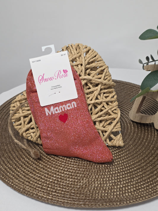Maman - Chaussette à Paillette  Orange