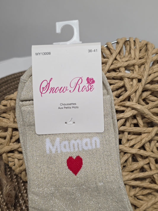 Maman - Chaussette à Paillette  Beige