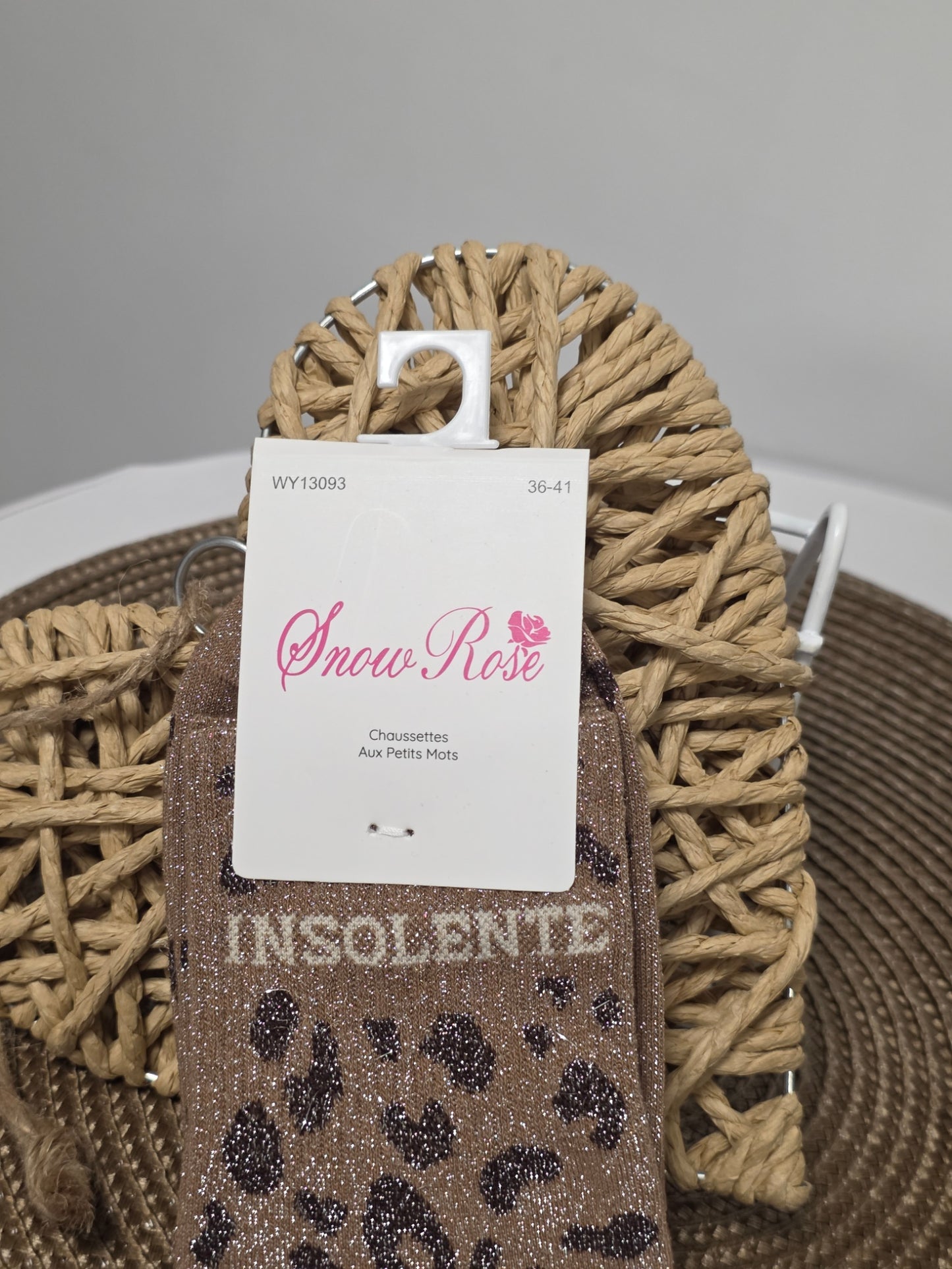 INSOLENTE - Chaussette à Paillette Léopard  Marron