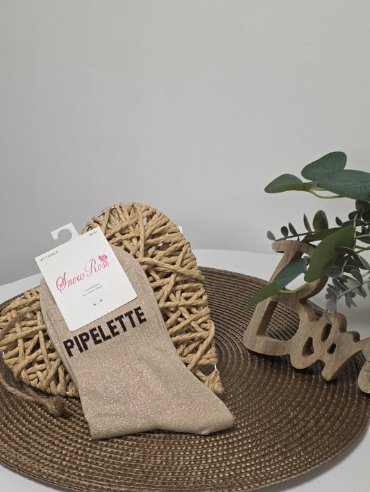 PIPELETTE - Chaussette à Paillette  Beige