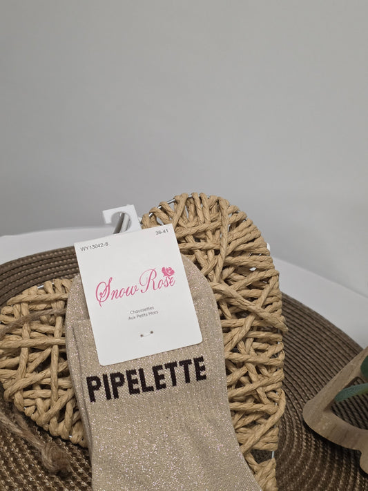 PIPELETTE - Chaussette à Paillette  Beige