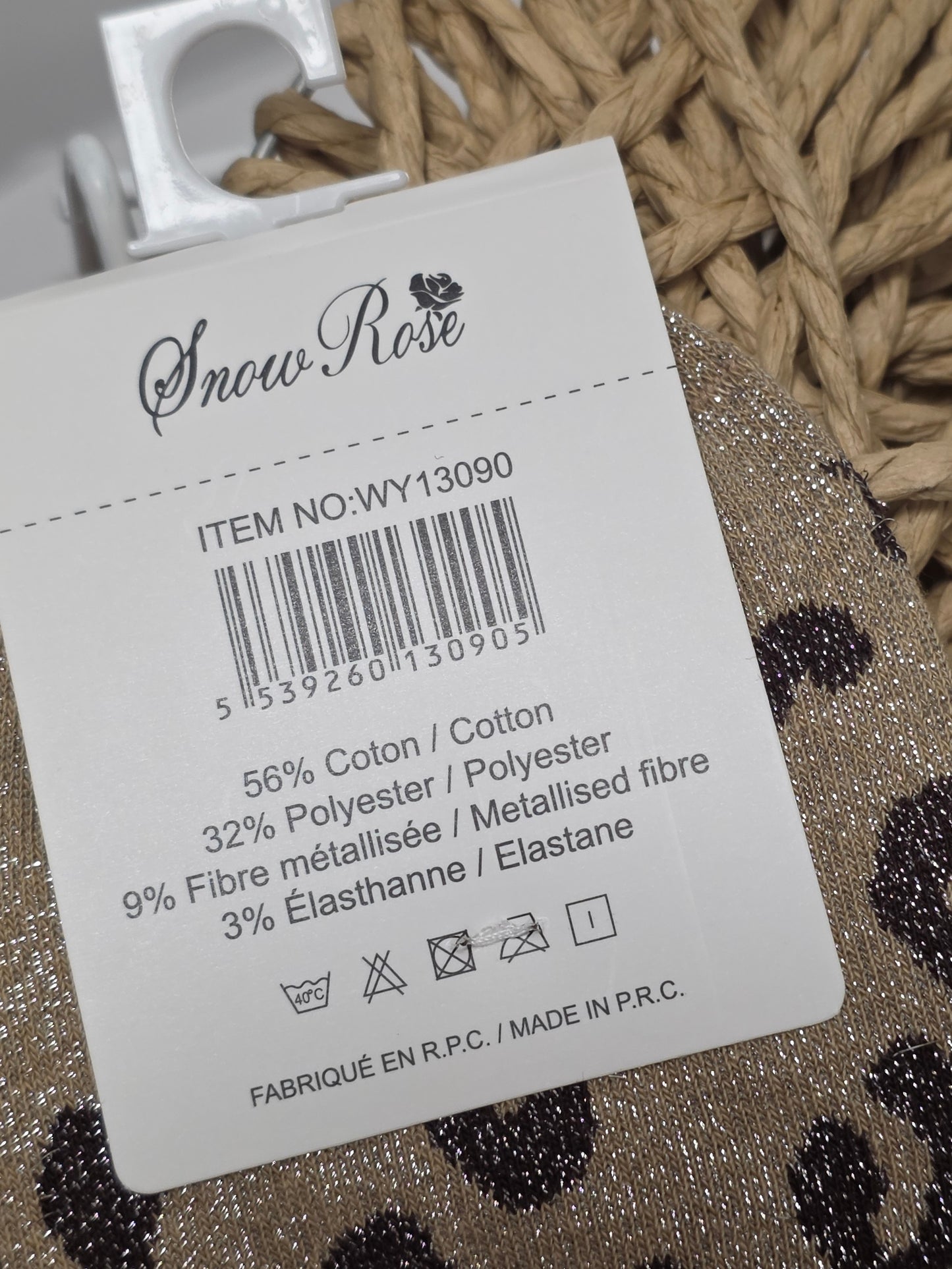 CHIEUSE - Chaussette à Paillette Léopard  Beige