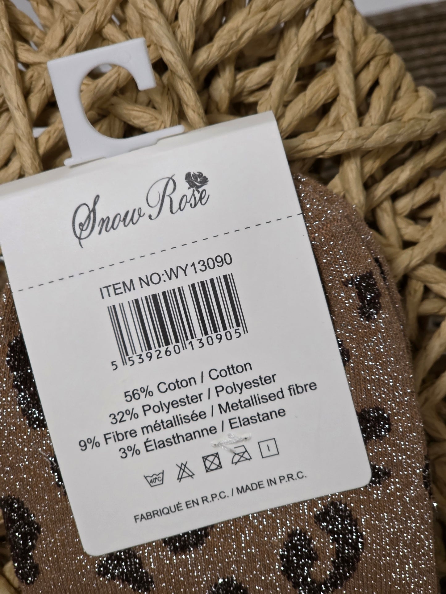 CHIEUSE - Chaussette à Paillette Léopard  Marron