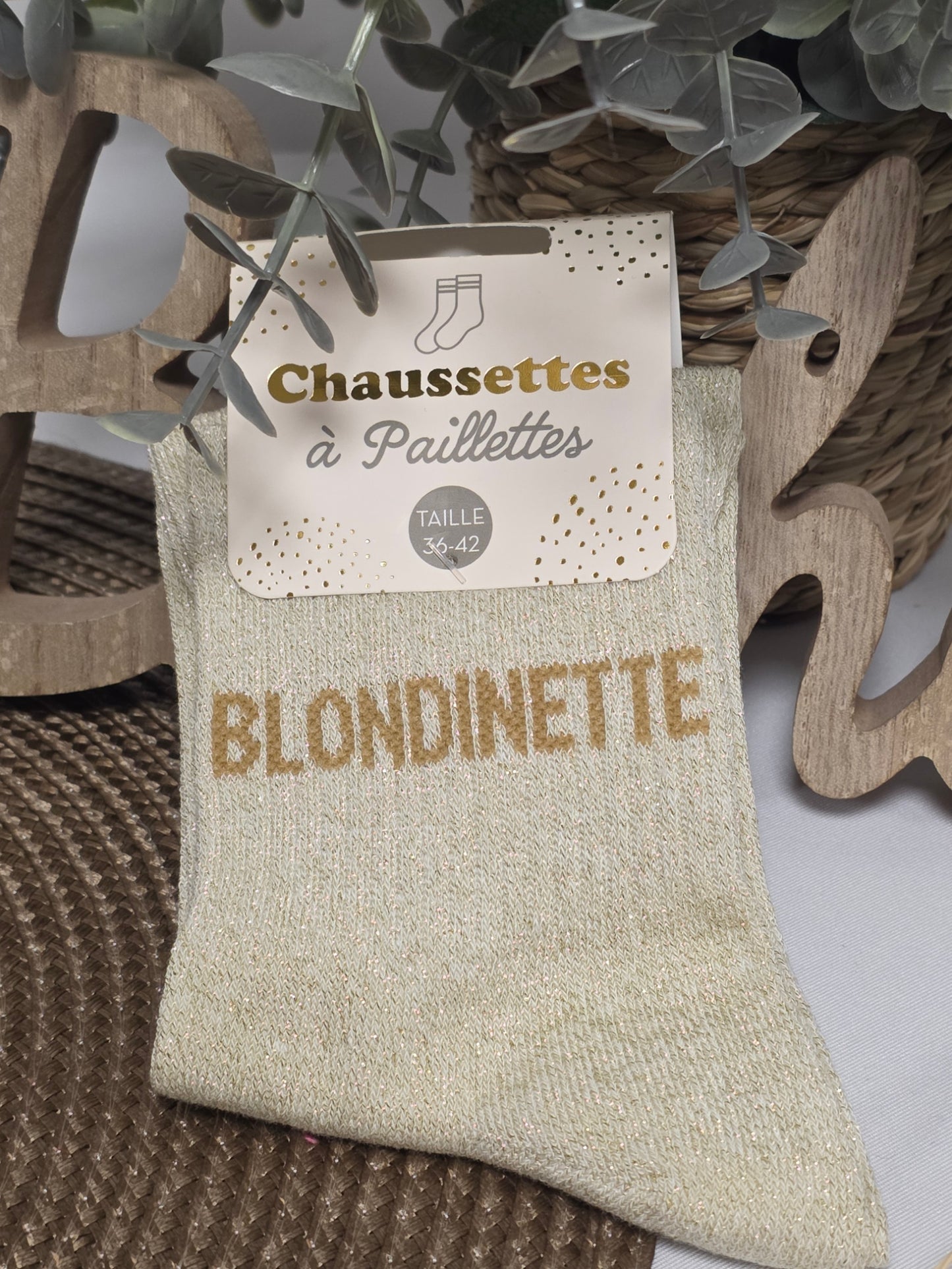 BLONDINETTE - Chaussette à Paillette Beige