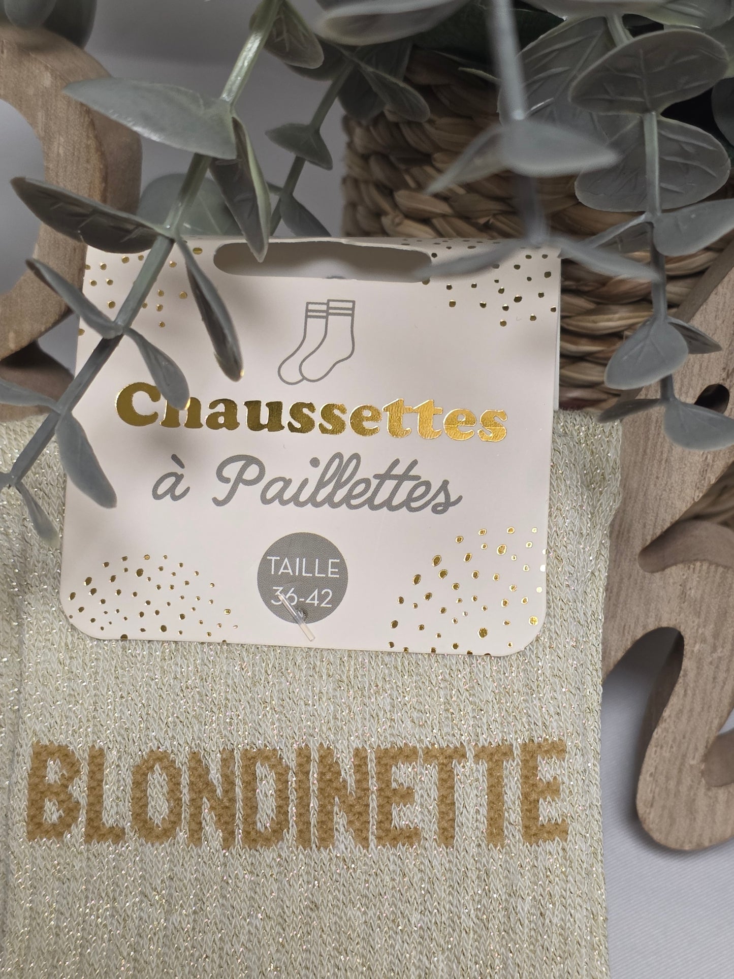 BLONDINETTE - Chaussette à Paillette Beige