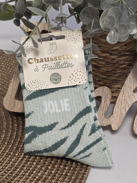 JOLIE - Chaussette à Paillette Léopard
