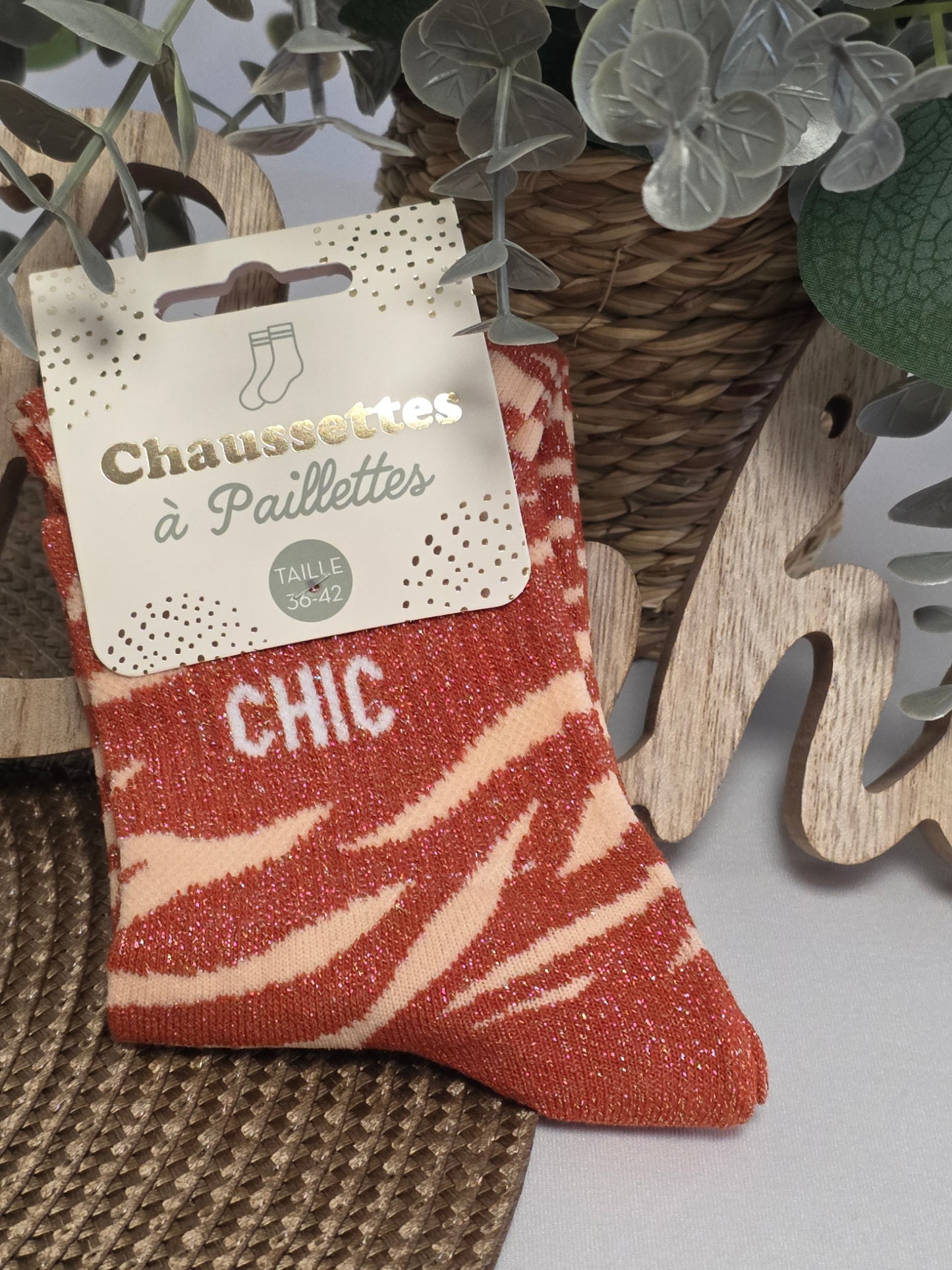 CHIC - Chaussette à Paillette Léopard