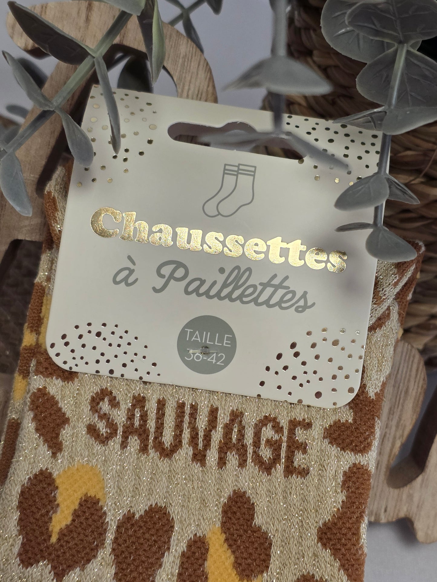 SAUVAGE - Chaussette à Paillette Léopard
