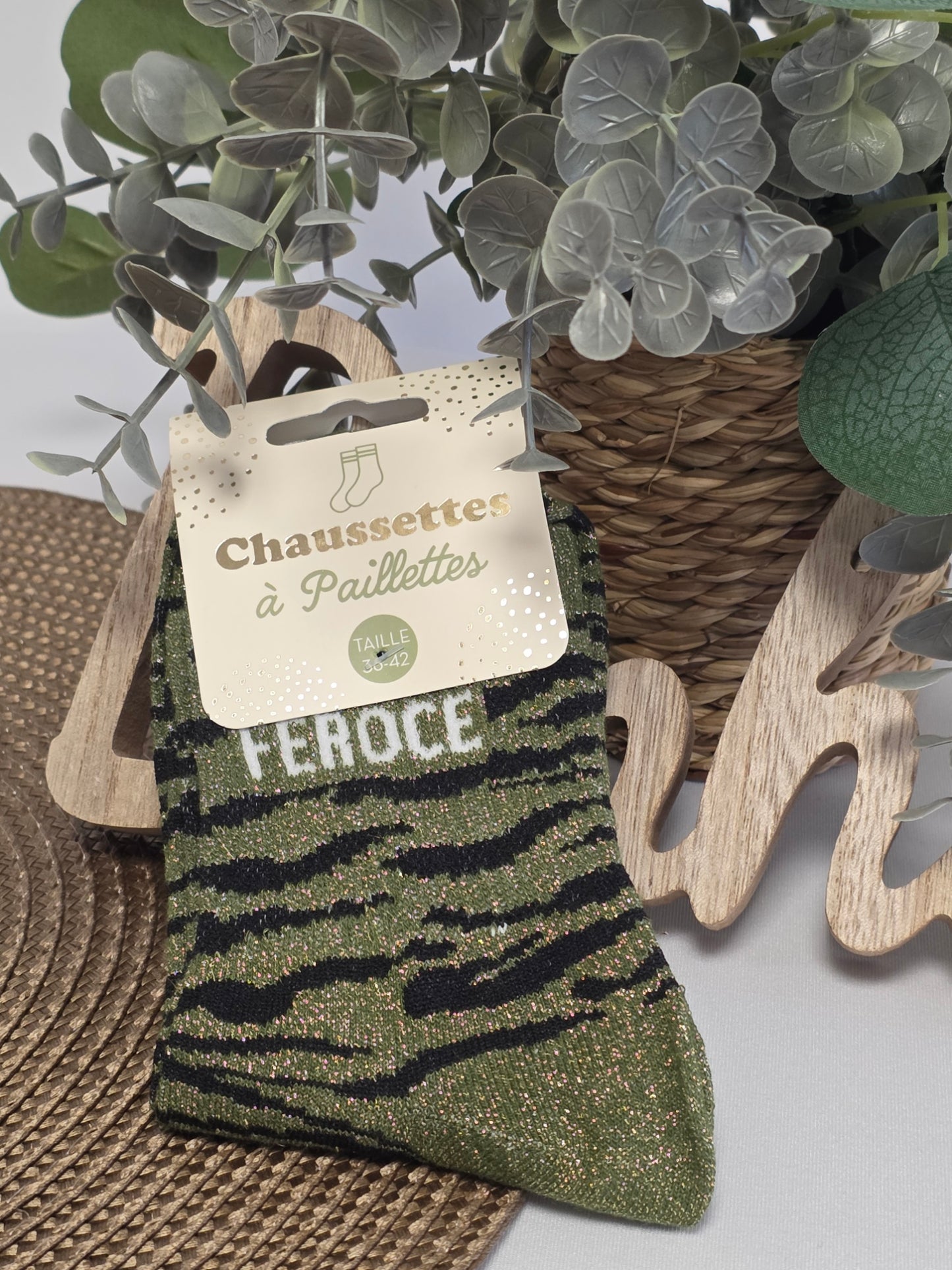 FEROCE - Chaussette à Paillette Léopard