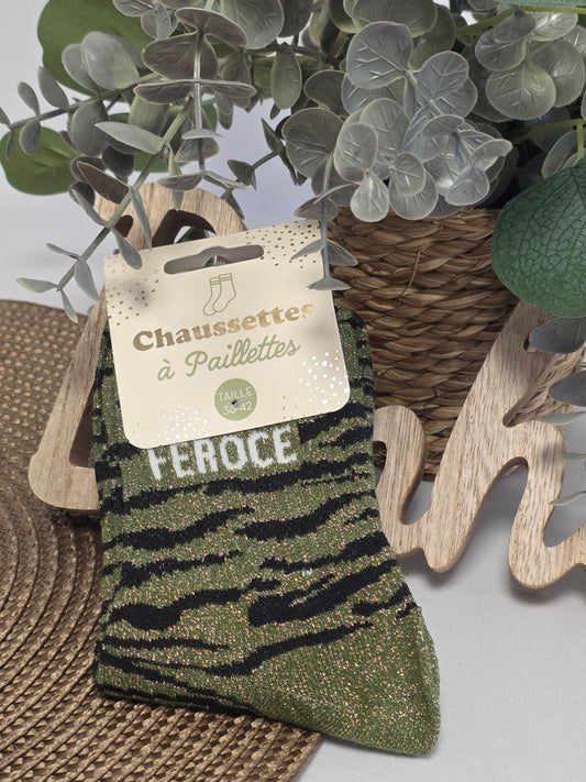 FEROCE - Chaussette à Paillette Léopard