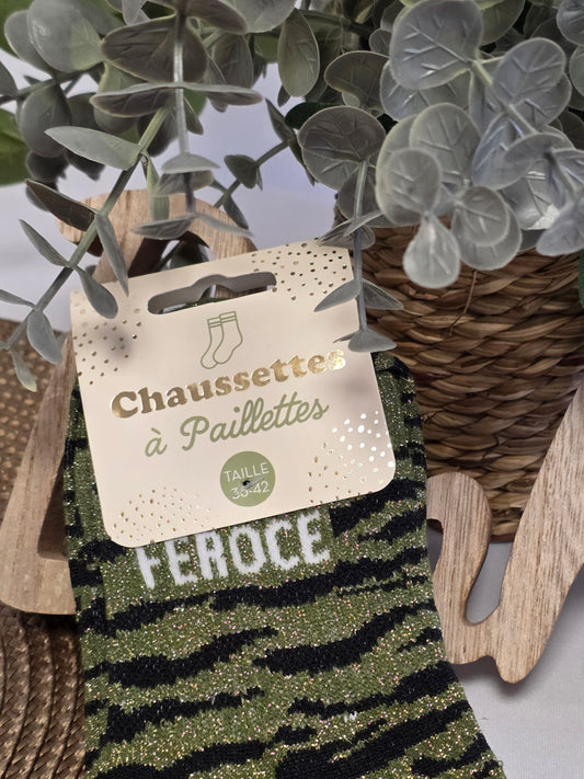 FEROCE - Chaussette à Paillette Léopard