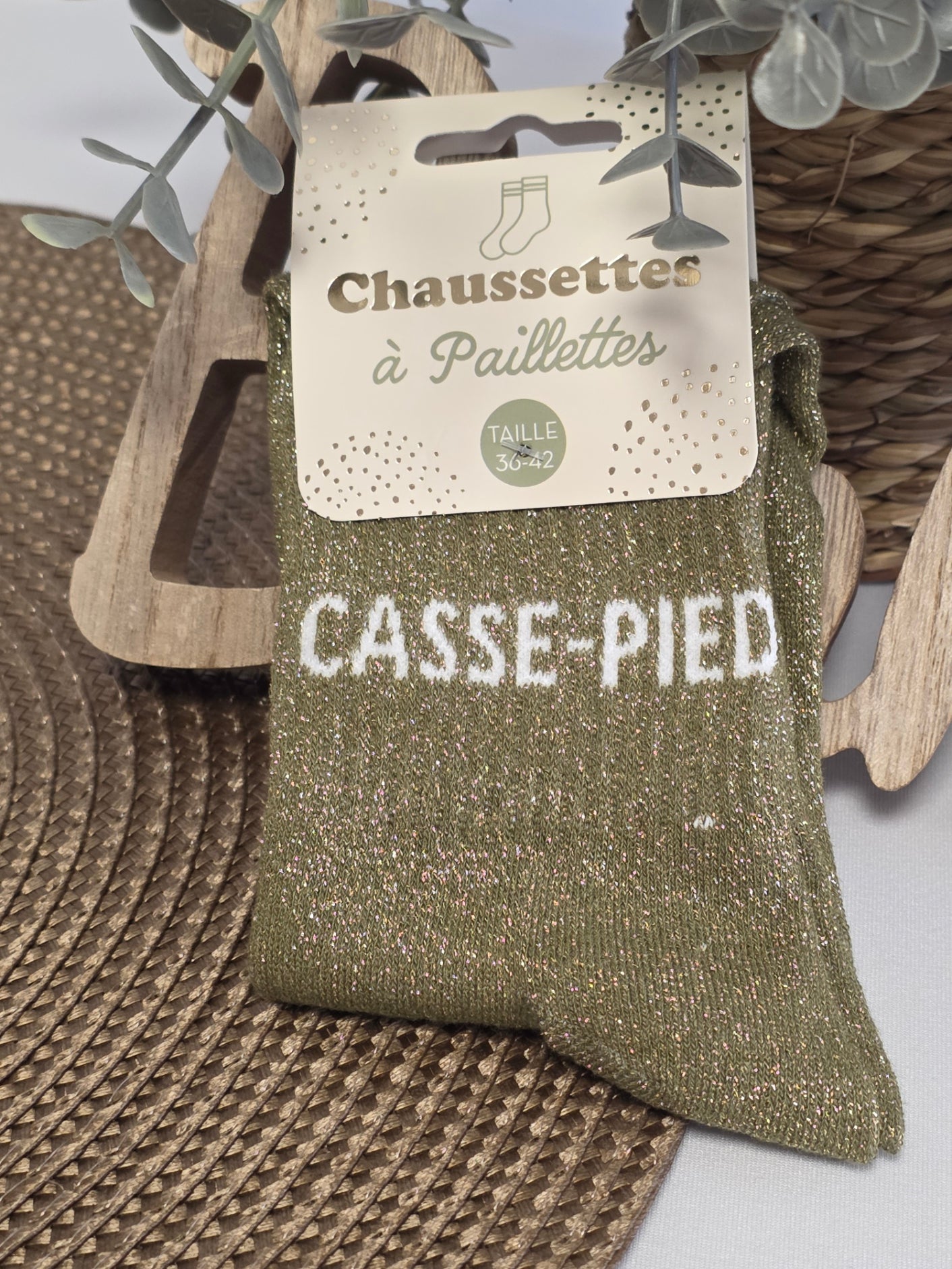 CASSE PIED - Chaussette à Paillette Vert