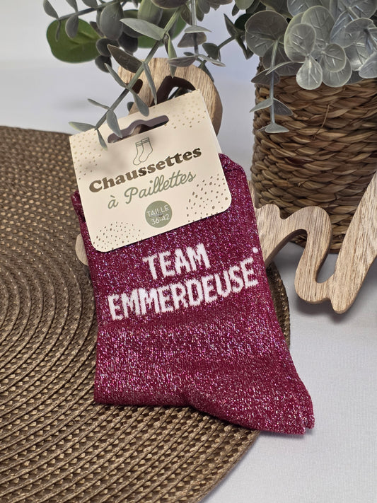 TEAM EMMERDEUSE - Chaussette à Paillette