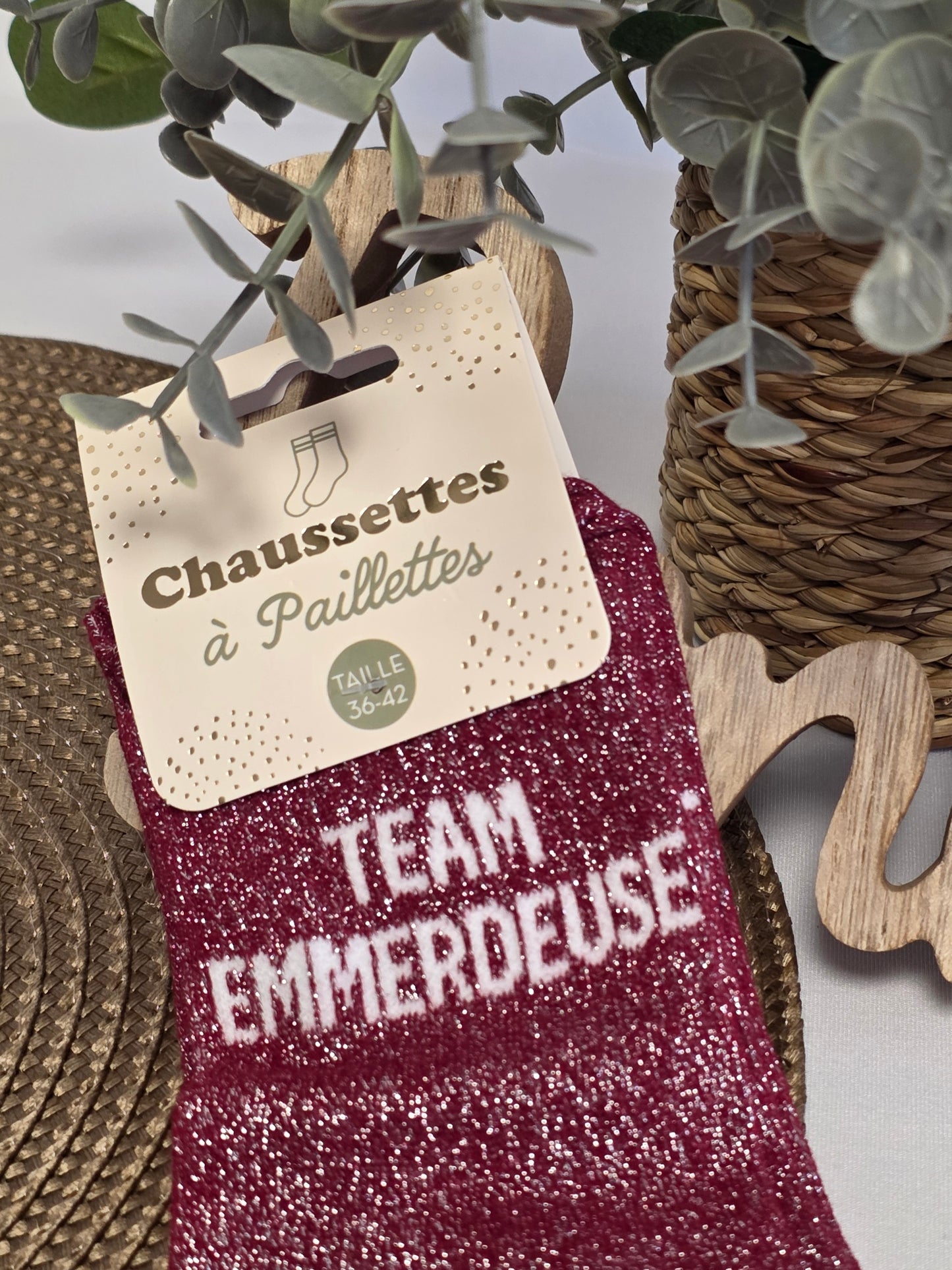 TEAM EMMERDEUSE - Chaussette à Paillette