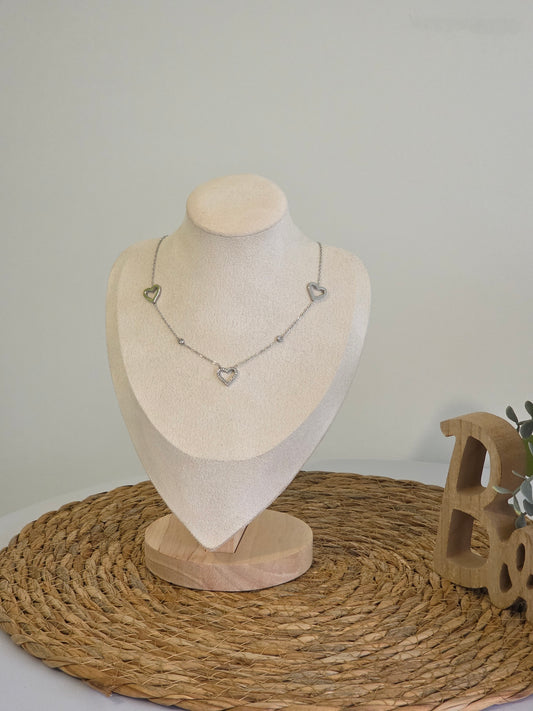 Pendentif Trio de Cœur Argenté