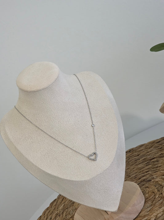 Pendentif Cœur à Strass Argenté